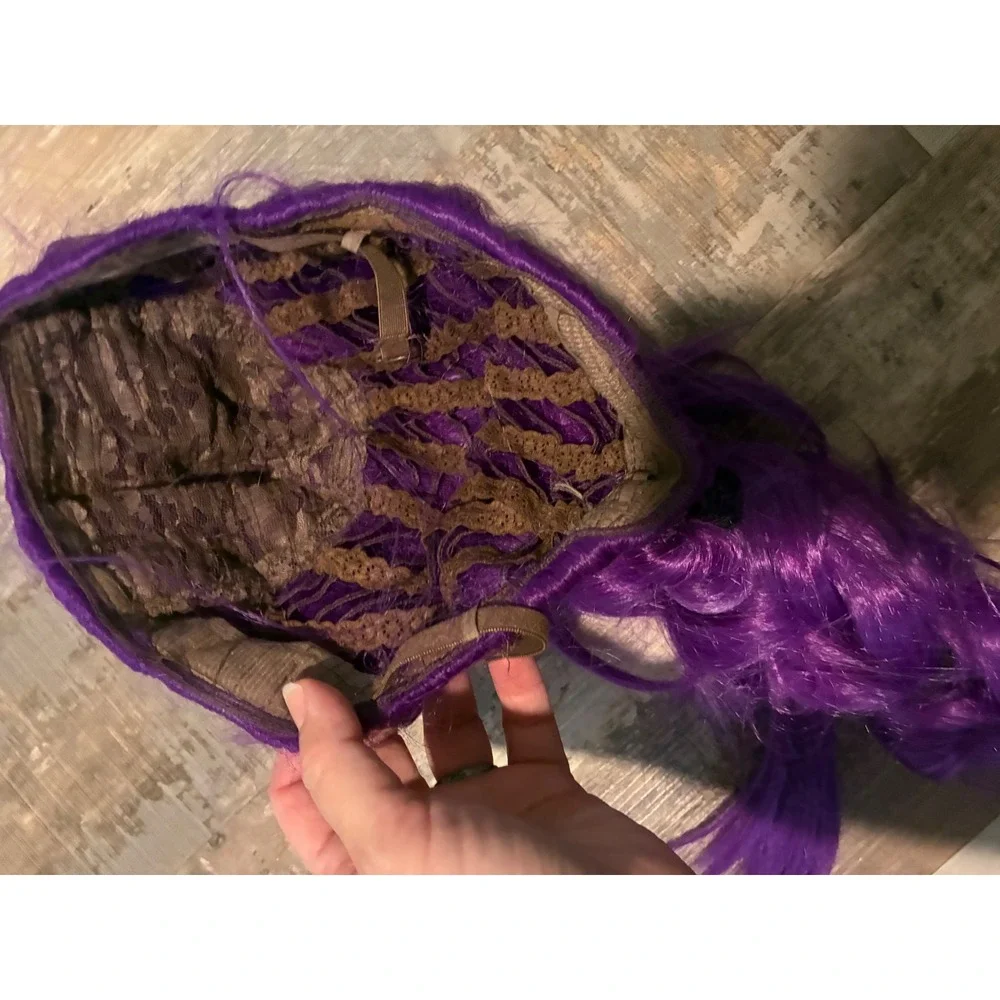 Purple Braided Costume Wig Long Synthetic Hair Kids Dress Up Cosplay Halloween
